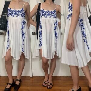 Free people floral embroidery babydoll mini dress